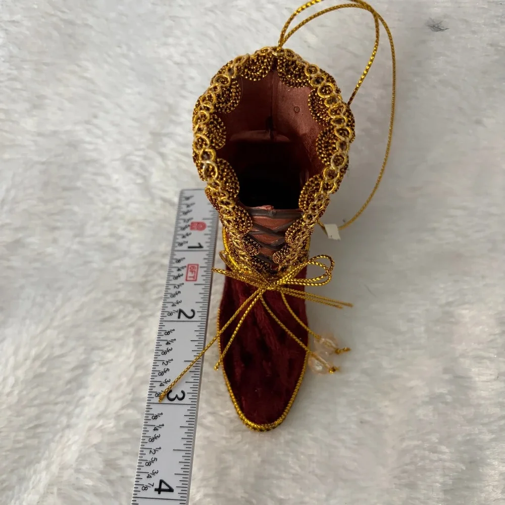 Fashion Shoe Ornament Lot 7pc Zebra‎ Brocade Glam Diva North Pole Glass Stiletto